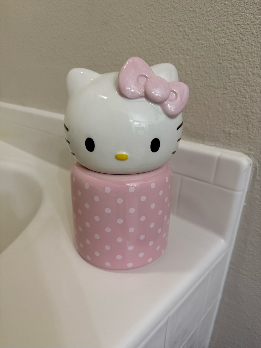 Hello Kitty Pink & White Polka Dot Ceramic Canister